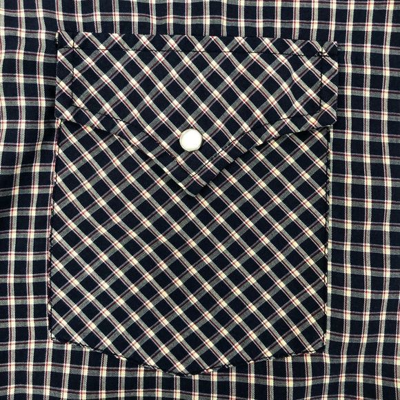 Plains 90s Vintage Western Plaid Short Sleeve Snap Shirt sz L - Picture 4 of 9